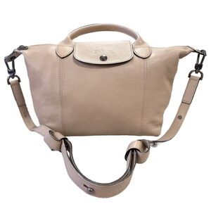 Longchamp Le Pliage Leather Top Handle Bag with Adjustable Shoulder Strap